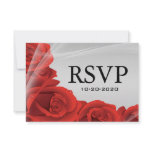 Silver & Red Rose Wedding RSVP Response Cards Personalized Invite