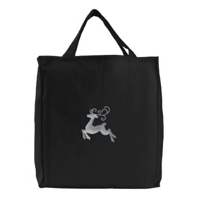 Silver Reindeer Canvas Bag by Embroidery4U