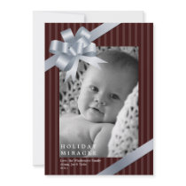 Silver ribbon bow frame holiday miracle baby first announcements