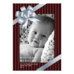 Silver ribbon bow frame holiday miracle baby first announcements