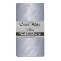 Silver Ribbon Silver Foil Holiday Wine Label