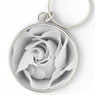 Silver rose large premium keychain
