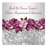 Silver Roses 25th Anniversary Party Invitations