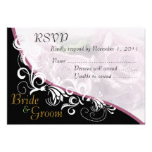 Silver Roses Bride & Groom RSVP Card #2B