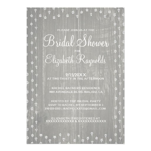 Silver Rustic Country Bridal Shower Invitations