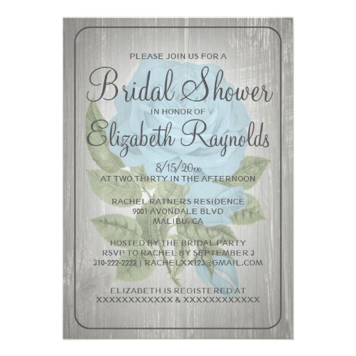 Silver Rustic Floral Bridal Shower Invitations