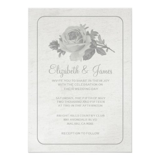 Silver Rustic Floral/Flower Wedding Invitations