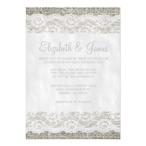 Silver Rustic Lace Wedding Invitations