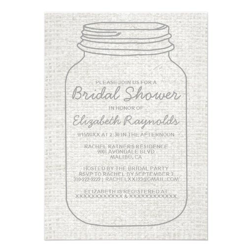 Silver Rustic Mason Jar Bridal Shower Invitations