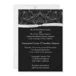 Silver Scrolls and Ribbon Wedding Invitation
