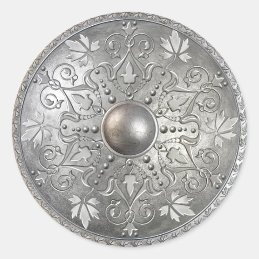 Silver Shield 9 Classic Round Sticker | Zazzle
