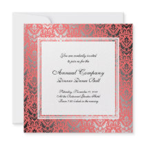 Silver Shimmer Peach Damask Elegant Woman's Personalized Announcement