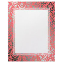 Silver Shimmer Peach Damask Elegant Woman's Customized Letterhead