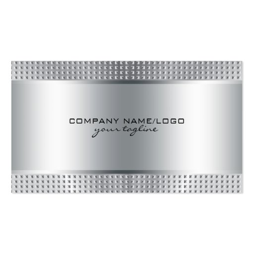 Silver Shiny Metallic Design-Stainless Steel Look Business Card Template (front side)