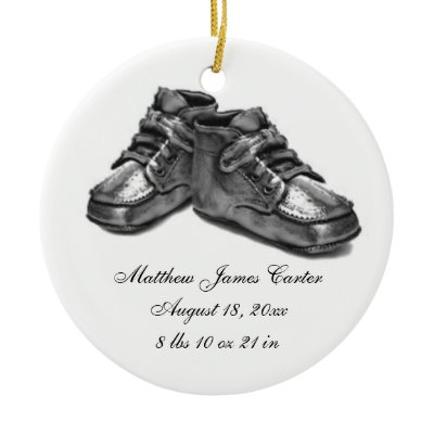 Baby Shoes on Silver Shoes Baby S First Christmas Birth Announcement Keepsake Tree