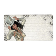 Silver showgirl custom shipping label