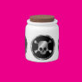 Silver Skulls in Circles of Black Candy Jars Silver Skulls in Circles of Black Candy Jars