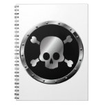 Silver Skulls in Circles of Black Note Book