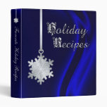 Silver Snowflake Blue Silk Holiday Recipe Binder