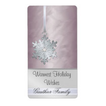 Silver Snowflake Bronze Foil Diamod  Wine Label