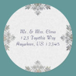 Silver Snowflake Envelope Seal stickers