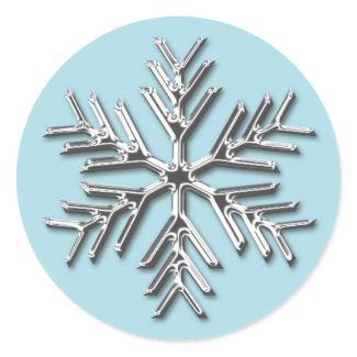 Silver Snowflake Holiday Envelope Seal Sticker 