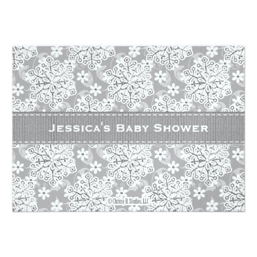 Silver Snowflake Mobile Baby Shower Invitations