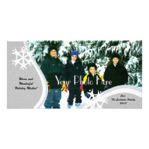 Silver Snowflake Photo Greeting Photo Card Template