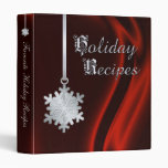 Silver Snowflake Red Silk Holiday Recipe Binder