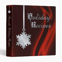 Silver Snowflake Red Silk Holiday Recipe Binder