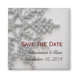 Silver Snowflake Save The Date Magnet