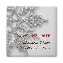 Silver Snowflake Save The Date Magnet