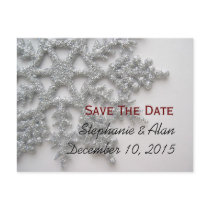 Silver Snowflake Save The Date Postcard