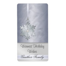 Silver Snowflake Silver Foil Diamod  Wine Label