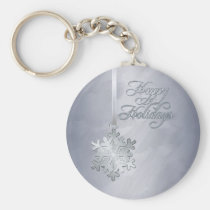 Silver Snowflake Silver Foil Holiday Keychain