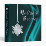 Silver Snowflake Teal Silk Holiday Recipe Binder