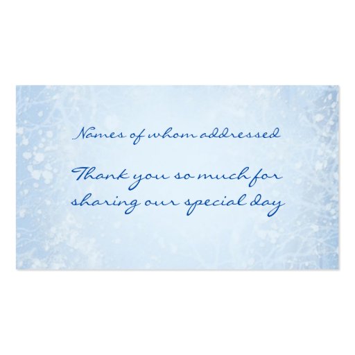 Silver snowflake Wedding Favor Tag Business Card (back side)