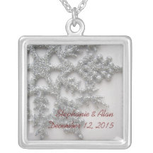 Silver Snowflake Wedding Necklace