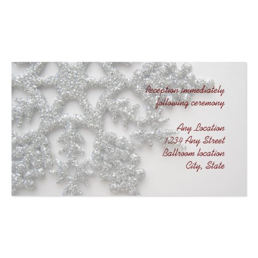 Silver Snowflake Wedding Reception Card Business Card Templates