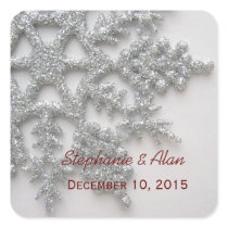 Silver Snowflake Wedding Stickers