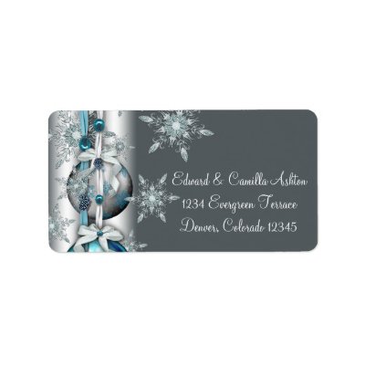 Silver Snowflakes & Ornaments Christmas Address La Personalized Address Label