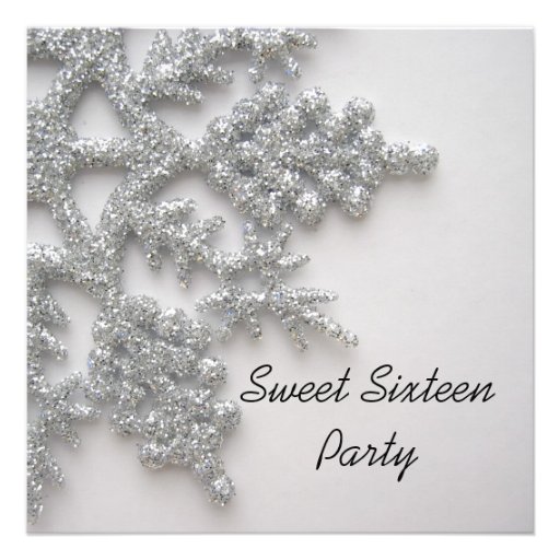 Silver Snowflakes Sweet 16 Birthday Invitation
