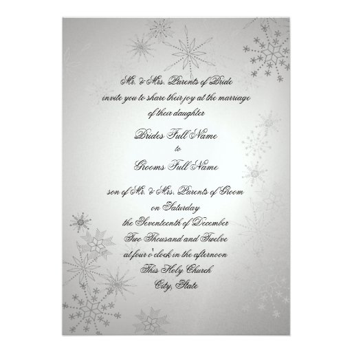 Silver Snowflakes Wedding Announcements