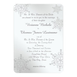 Silver Snowflakes Wedding Personalized Invitation