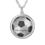 Silver Soccer ball customizable name Custom Jewelry