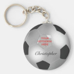 Silver Soccer ball customizable photo frame Key Chains