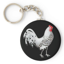 Silver Spangled Hamburg Chicken Keychain