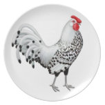 Silver Spangled Hamburg Rooster Plate