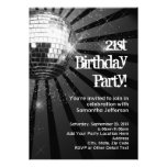 Silver Sparkle Disco Ball 21st Birthday Party invitations
