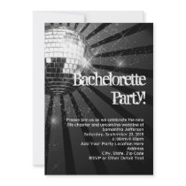 Silver Sparkle Disco Ball Bachelorette Party Custom Invitations